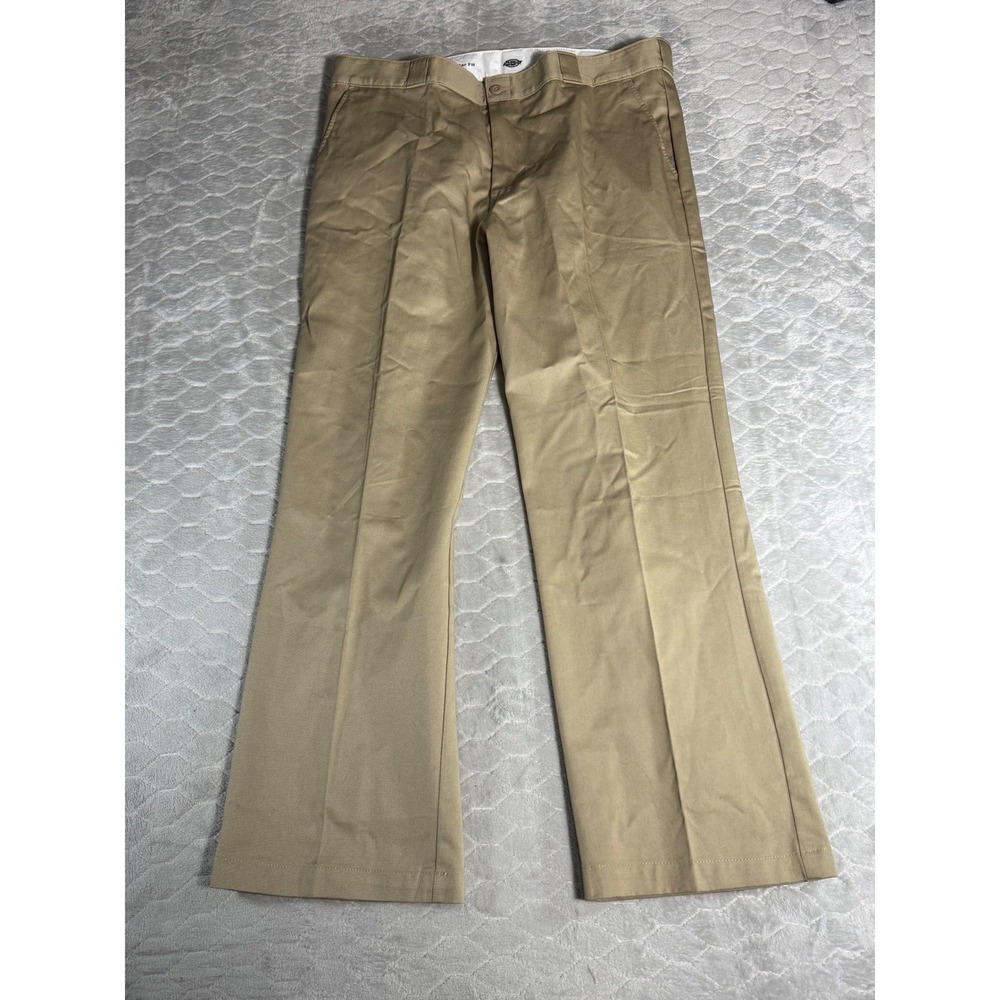 Dickies Mens 38x32 Regular Fit Straight Leg Work Pants Khaki Twill Cotton NWT